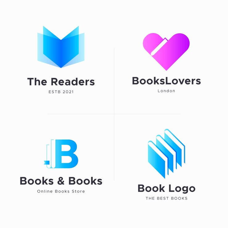 Vetor grátis coleção de logotipo de livro plano