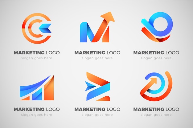 Coleção de logotipo de marketing gradiente