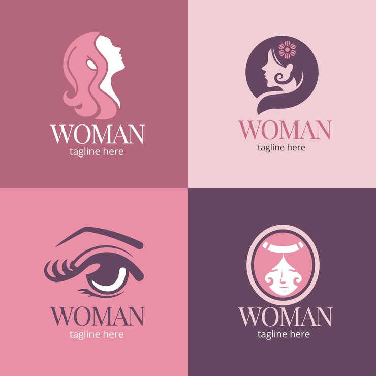 Vetor grátis coleção de logotipo de mulher plana