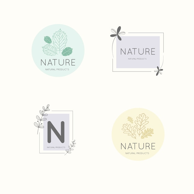 Vetor grátis coleção de logotipo de negócios naturais em estilo minimalista