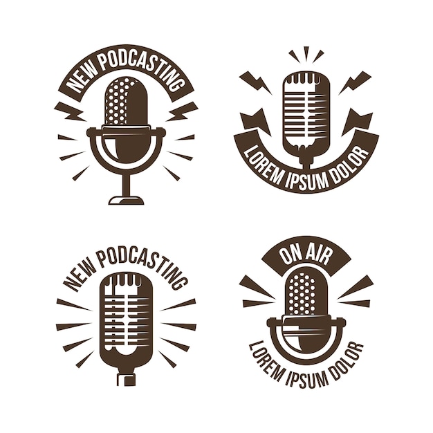 Vetor grátis coleção de logotipo de podcast vintage