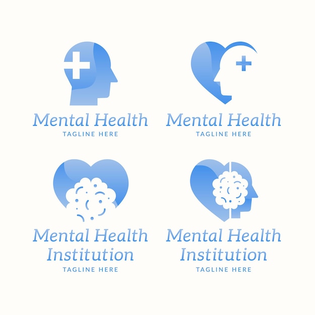 Coleção de logotipo de saúde mental de design plano