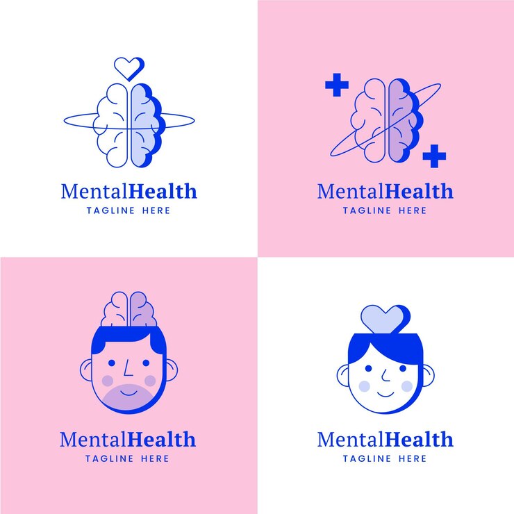 Vetor grátis coleção de logotipo de saúde mental
