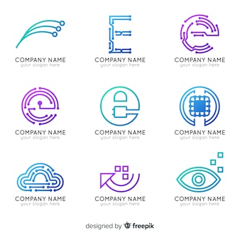 Coleção de logotipo de tecnologia de gradiente