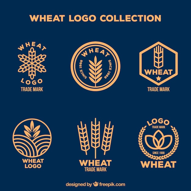 Vetor grátis coleção de logotipo de trigo plano