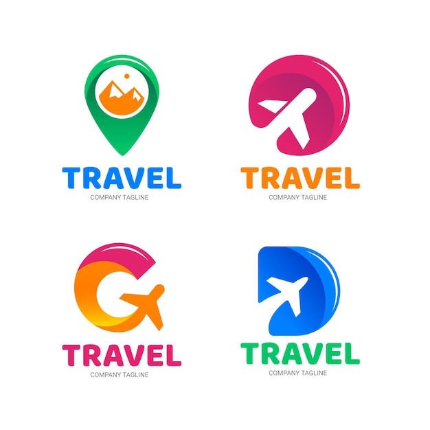 Vetor grátis coleção de logotipo de viagem