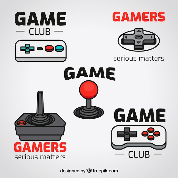 Coleção de logotipo de videogame com design plano