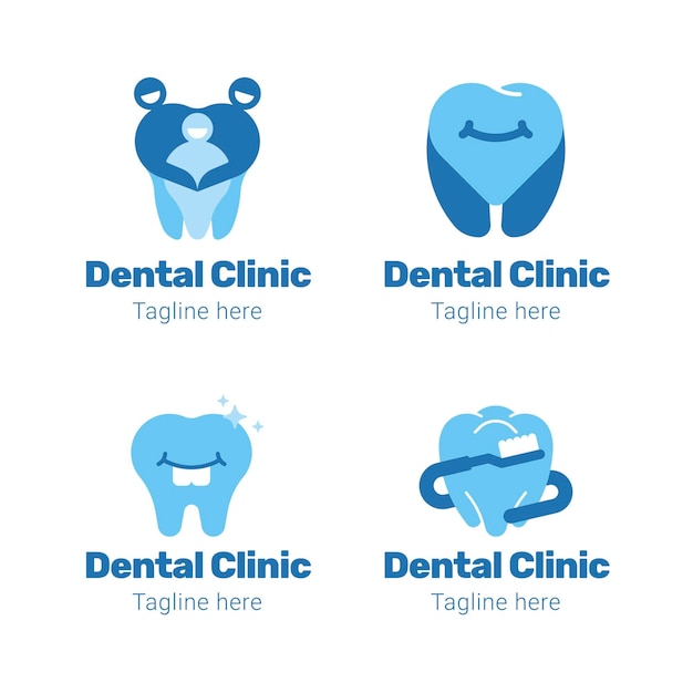 Vetor grátis coleção de logotipo dental de design plano