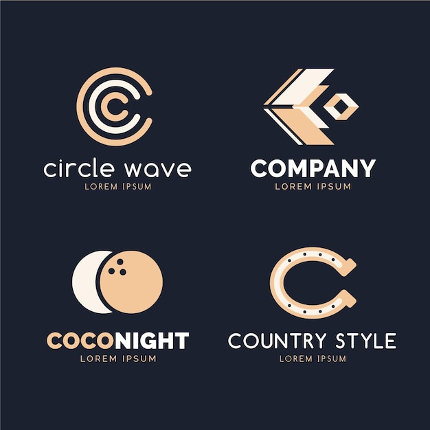 Coleção de logotipo design plano c