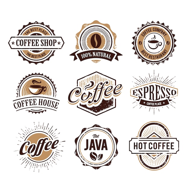 Vetor grátis coleção de logotipo do café