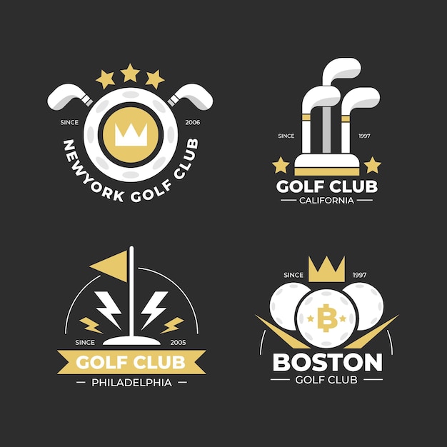 Vetor grátis coleção de logotipo do flat golf