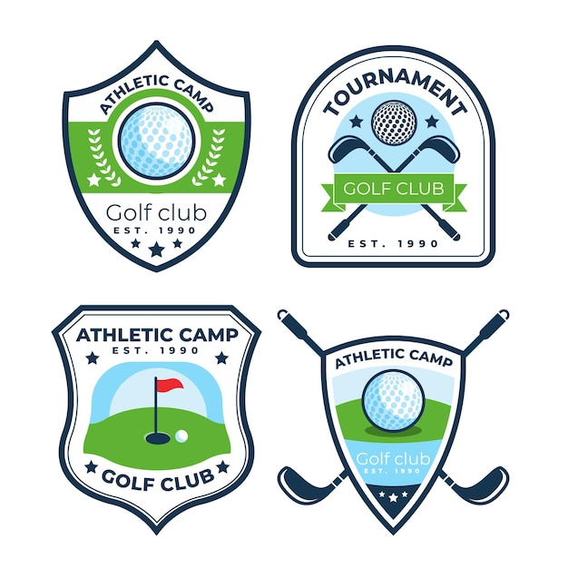 Coleção de logotipo do flat golf