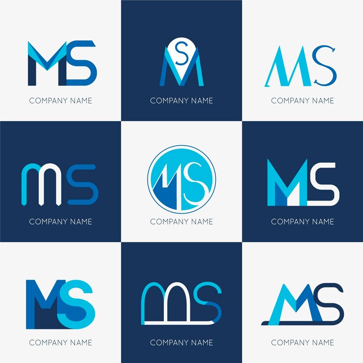 Vetor grátis coleção de logotipo do ms de design plano