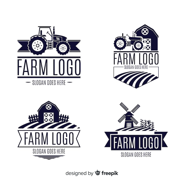 Vetor grátis coleção de logotipo fazenda plana