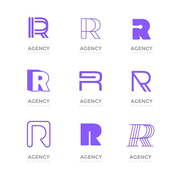 Vetor grátis coleção de logotipo flat r