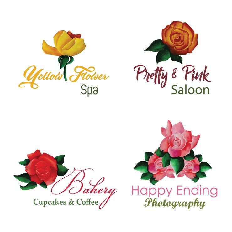 Vetor grátis coleção de logotipo floral de aquarela