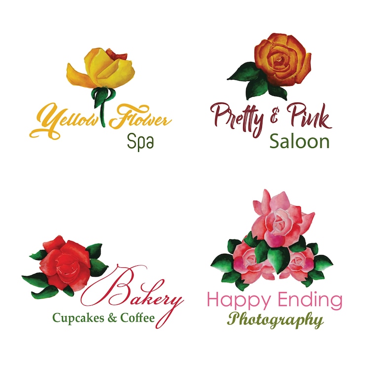 Vetor grátis coleção de logotipo floral em aquarela
