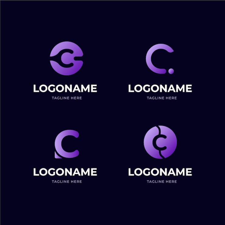 Vetor grátis coleção de logotipo gradiente c