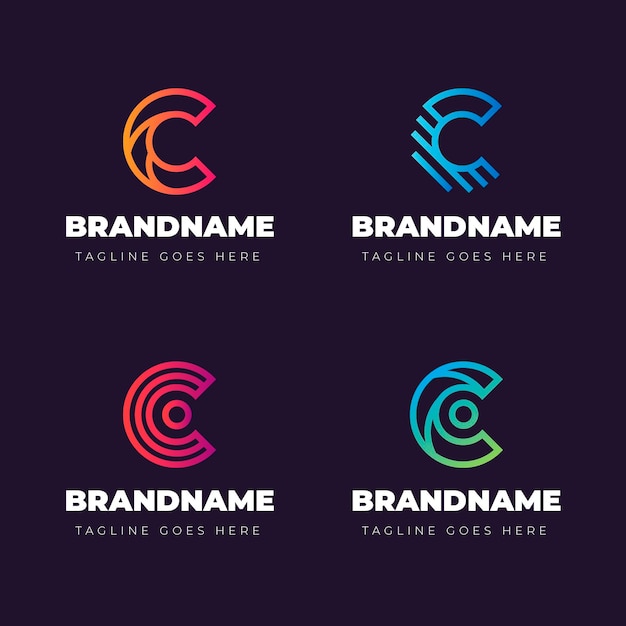 Vetor grátis coleção de logotipo gradiente c