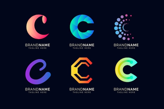 Coleção de logotipo gradiente c