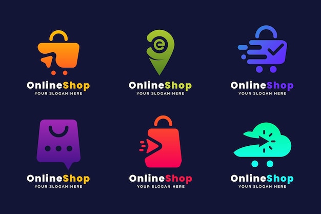 Coleção de logotipo gradiente de e-commerce