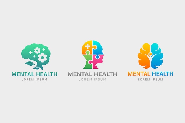Vetor grátis coleção de logotipo gradiente de saúde mental