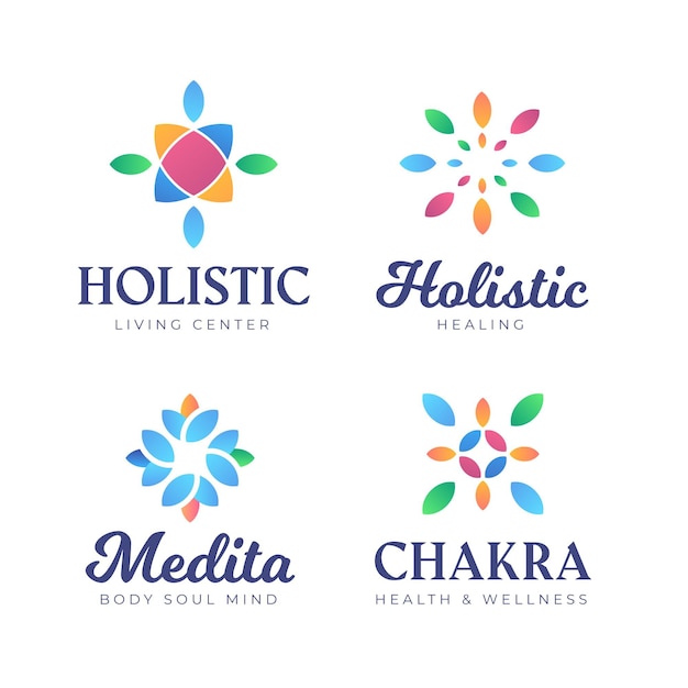 Vetor grátis coleção de logotipo holístico de gradiente