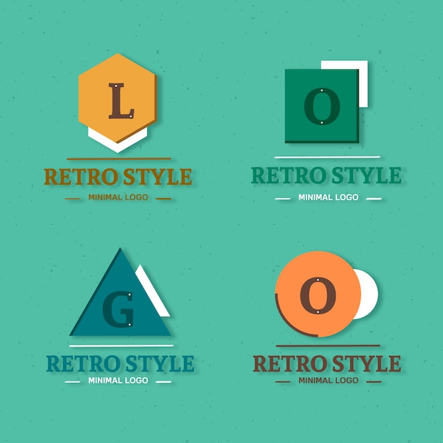 Vetor grátis coleção de logotipo mínimo colorido em estilo retro