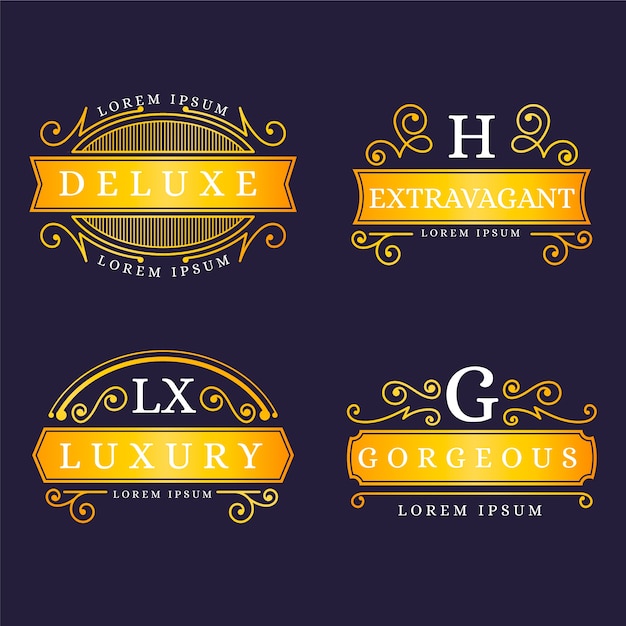 Coleção de logotipo retrô de luxo