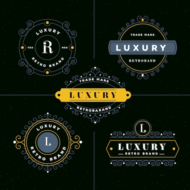 Vetor grátis coleção de logotipo retrô de luxo