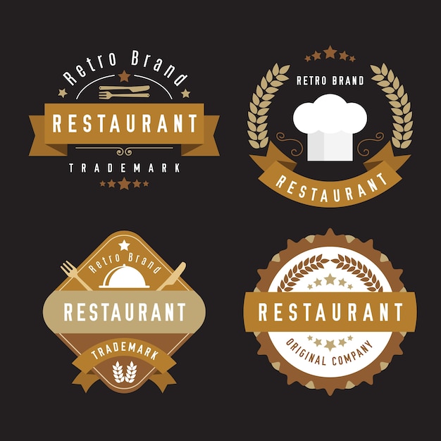 Coleção de logotipo retrô de restaurante com talheres