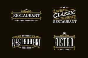 Vetor grátis coleção de logotipo retrô de restaurante