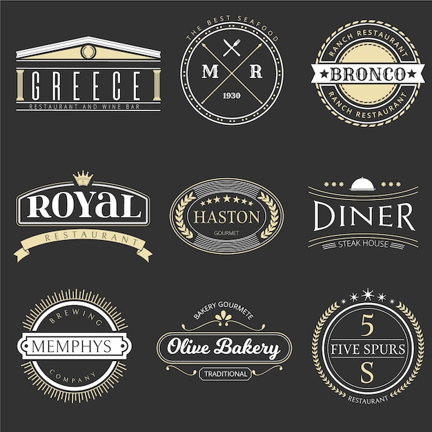 Coleção de logotipo retrô de restaurante
