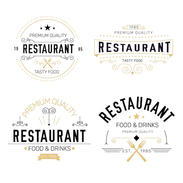 Coleção de logotipo retrô de restaurante