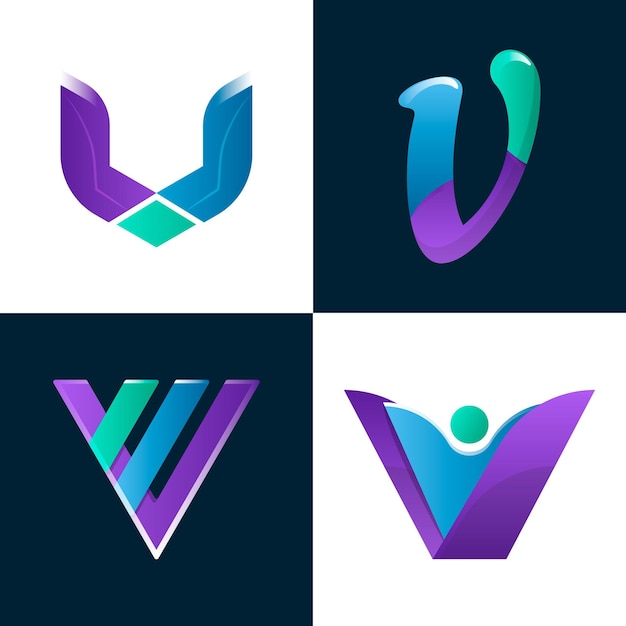 Vetor grátis coleção de logotipo v