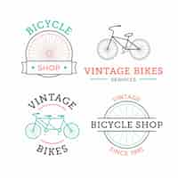 Vetor grátis coleção de logotipo vintage de bicicleta em tons pastel