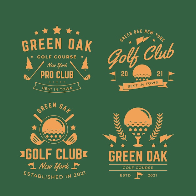 Vetor grátis coleção de logotipo vintage de golfe