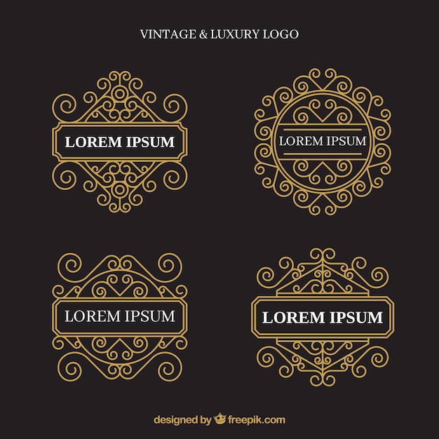 Coleção de logotipos com estilo vintage e luxo