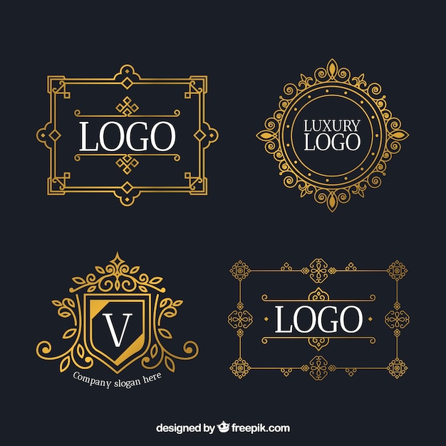 Vetor grátis coleção de logotipos com estilo vintage e luxo