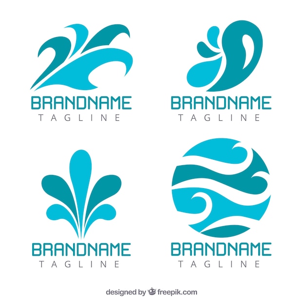 Coleção de logotipos de água para empresas em estilo simples