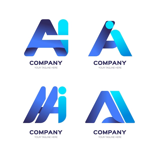 Vetor grátis coleção de logotipos de ai gradiente