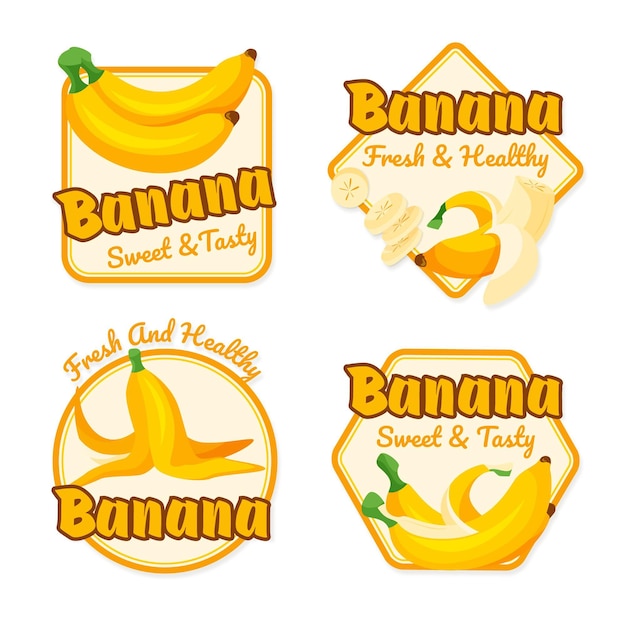 Coleção de logotipos de banana ilustrada