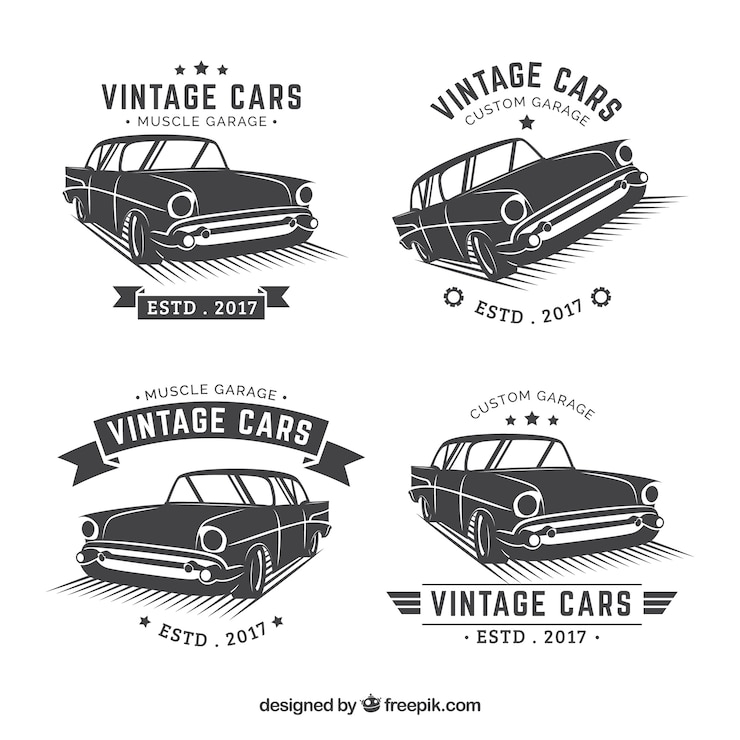 Vetor grátis coleção de logotipos de carros antigos