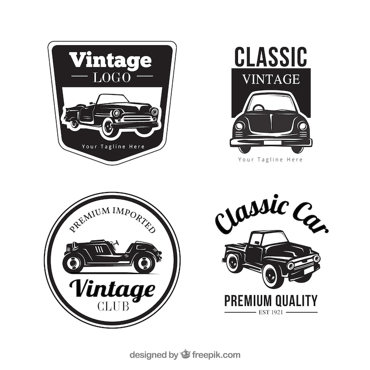 Vetor grátis coleção de logotipos de carros antigos