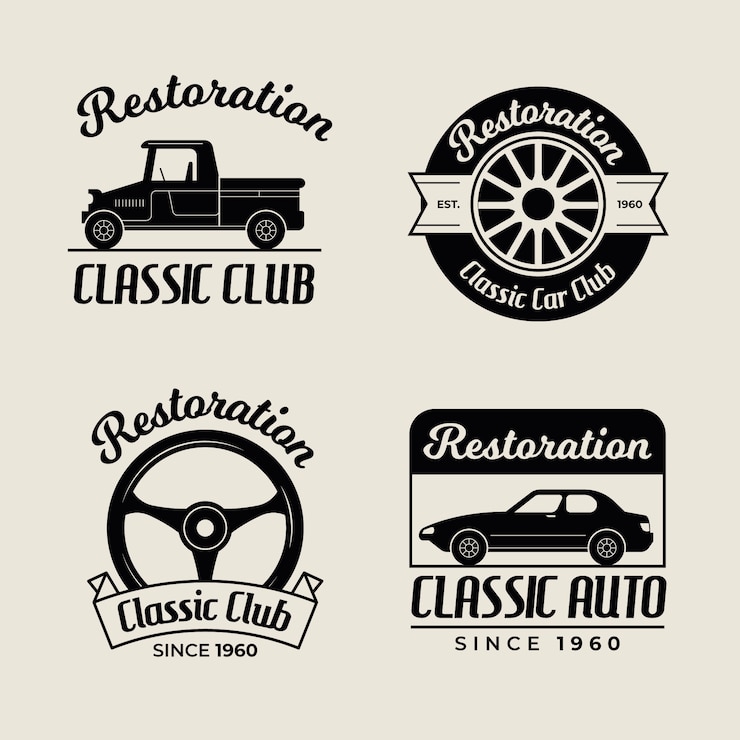 Vetor grátis coleção de logotipos de carros antigos