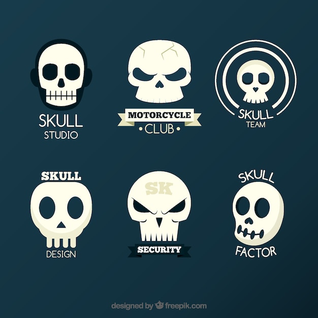 Vetor grátis coleção de logotipos de crânio