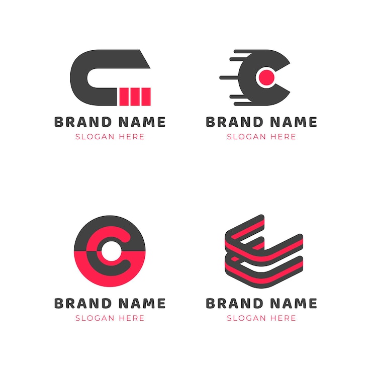 Vetor grátis coleção de logotipos de design plano c