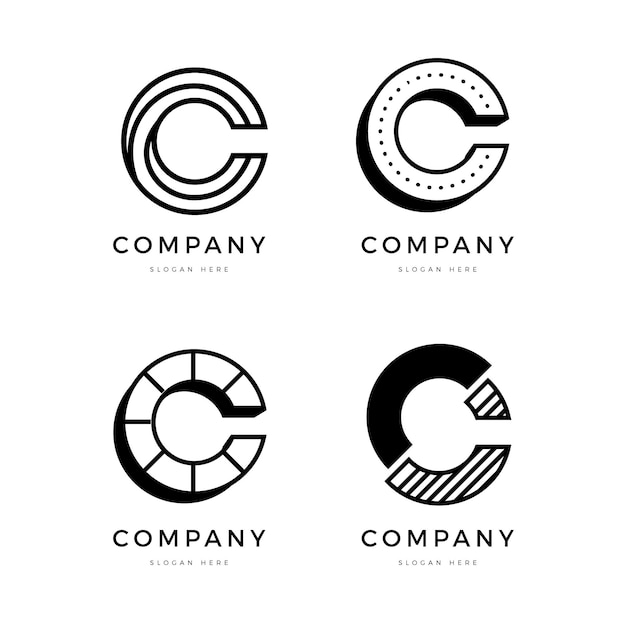 Coleção de logotipos de design plano c