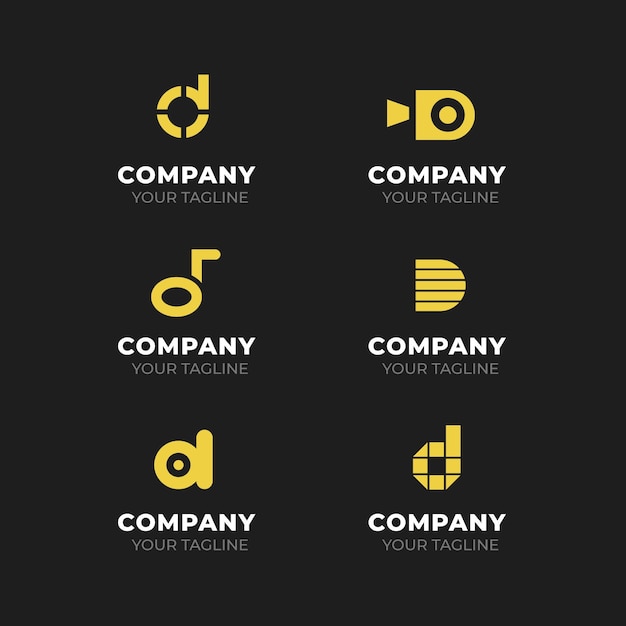 Coleção de logotipos de design plano d