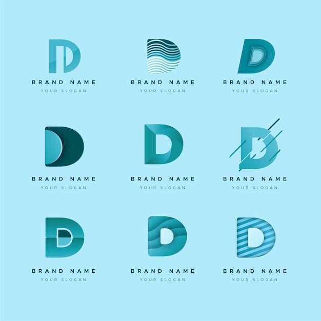 Coleção de logotipos de design plano d